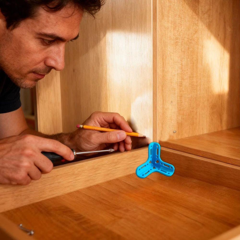 Heavy Duty Corner Brace Brackets Steel Material Blue Color Connector Triangle Design Orange Color Corner Guard Wall Protection