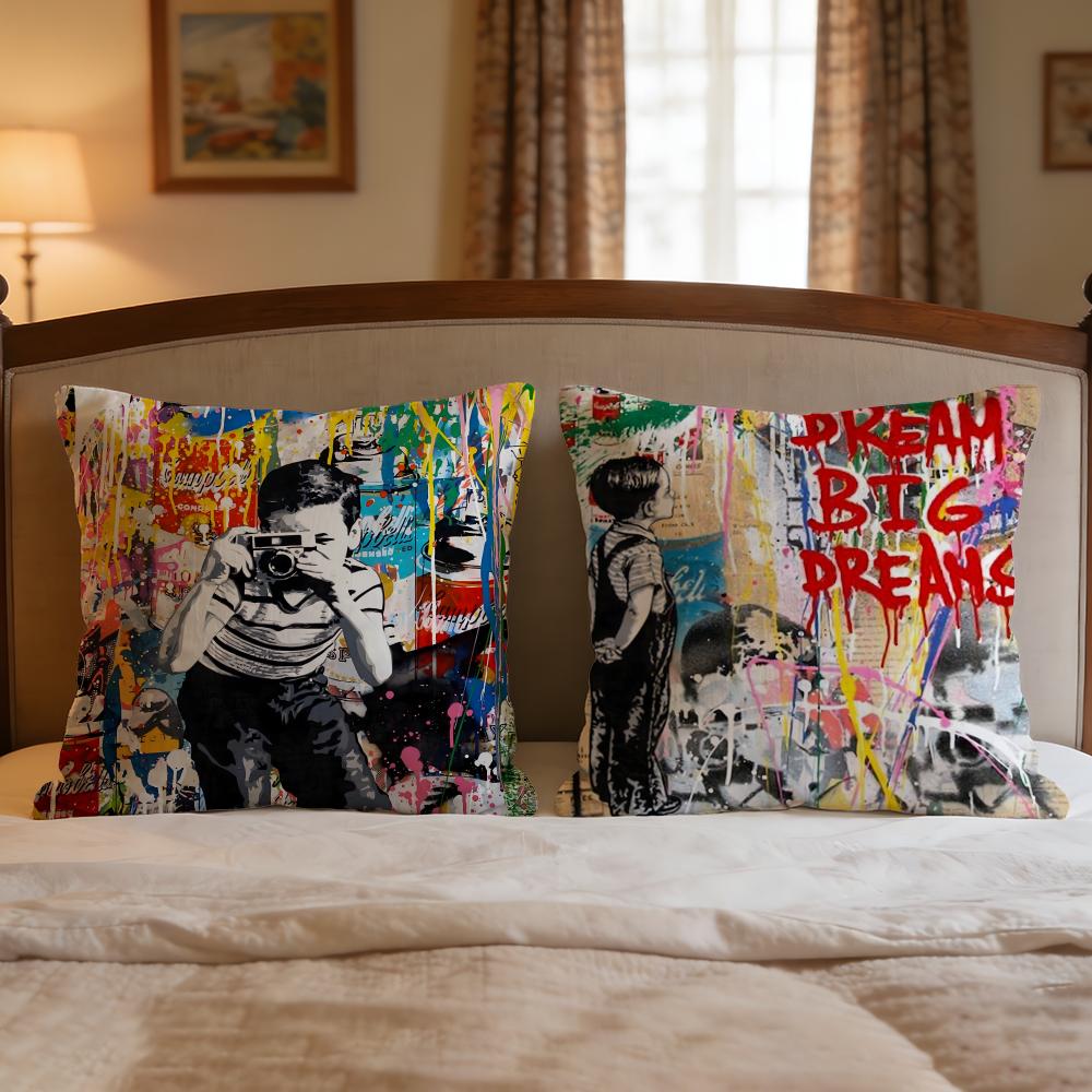 Artist Banksy Cushion Cover 1Pcs Decorative Covers Soft Cushion Case For Sofa Couch Decor 40X40 45X45 Pillowcases