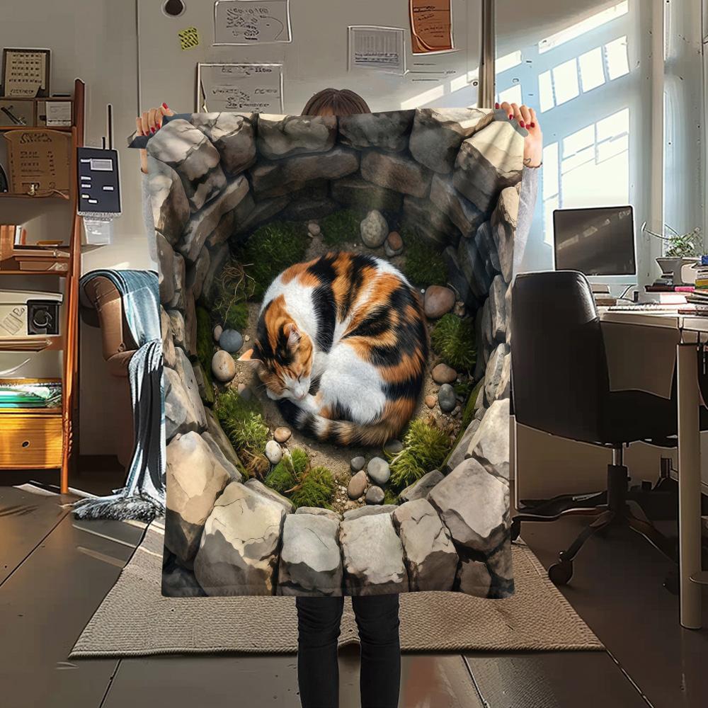 1 шт. Фланелевое одеяло с 3D-визуальным эффектом, Высокое качество, Комфортное для всех сезонов, Декор для дома, Тепло и Уют