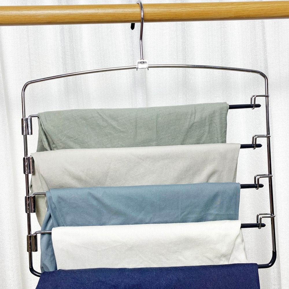 Подвесная вешалка для брюк из 5 слоев, металлическая вешалка для одежды, многофункциональная вешалка для брюк из нескольких слоев