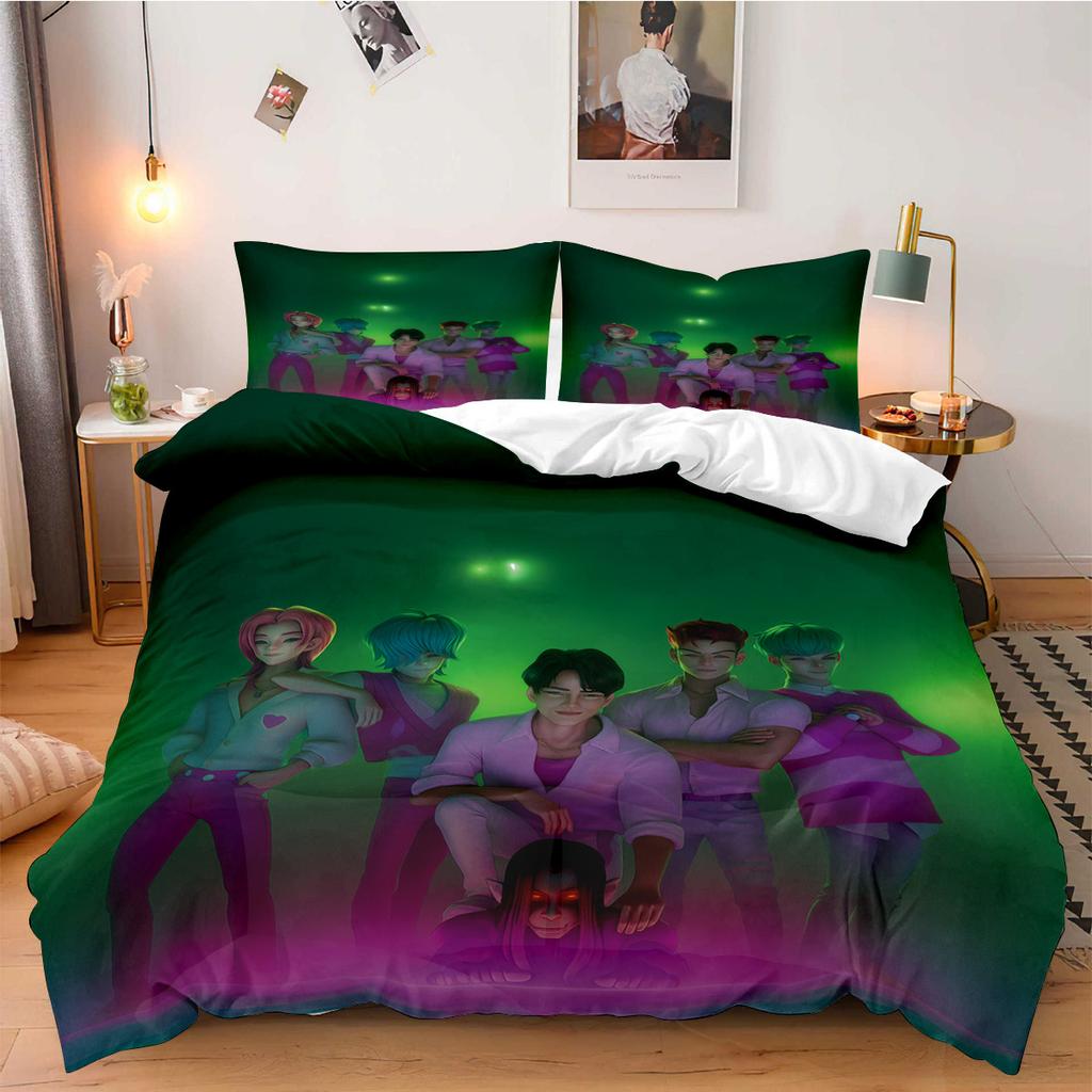 Постельное белье K-Pop Demon Hunters для фанатов, детей, машинная стирка, прочное, размеры кинг, квин, твин для K-pop девушек, домашний декор для спальни