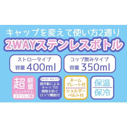 Skater 2WAY Straw with Cup Stainless Steel Kids Water Bottle 350ml Curious George Boys SKCP3-A