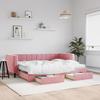 VidaXL Daybed with Trundle and Drawers Pink 80x200 Cm Velvet 3196759