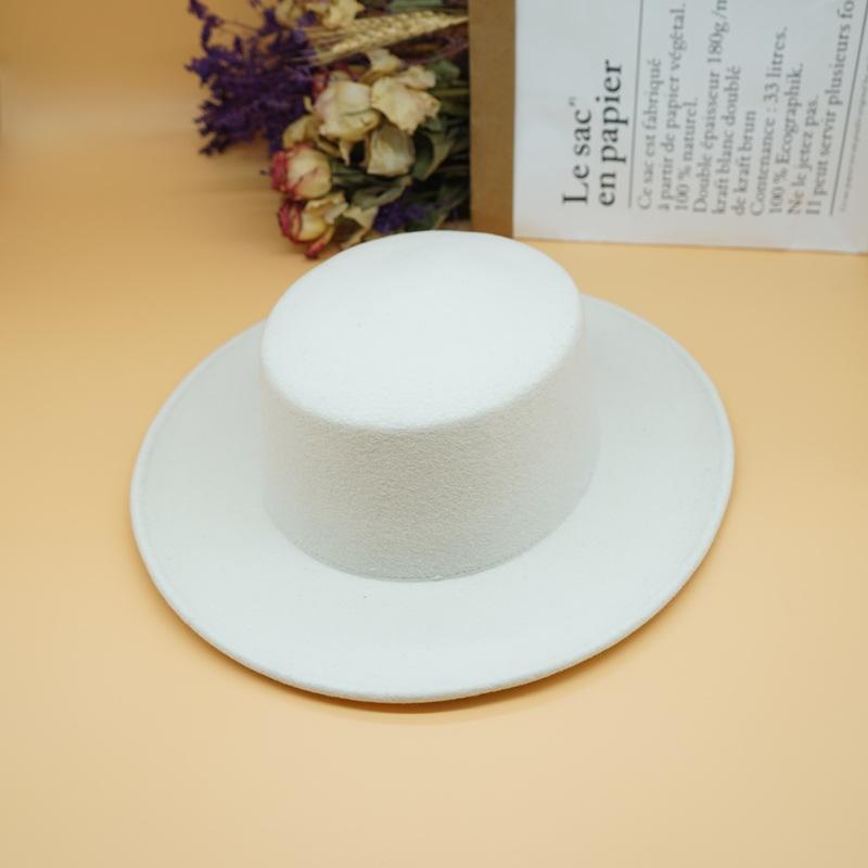 Корейская Белая Шерстяная Плоская Вершина Цилиндр Женская Осенне-Зимняя Широкополая Французский Ретро Внешняя Торговля Легкая Шляпа из Войлока Британская Шляпа