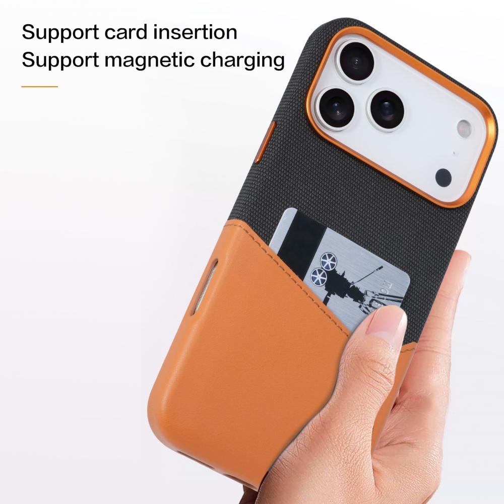 Чехол-книжка из ткани и искусственной кожи для iPhone 17 Pro Max 17 Air 17, контрастный цвет, с отделениями для карт, магнитный, Magsafe, чехол-кошелек для карт