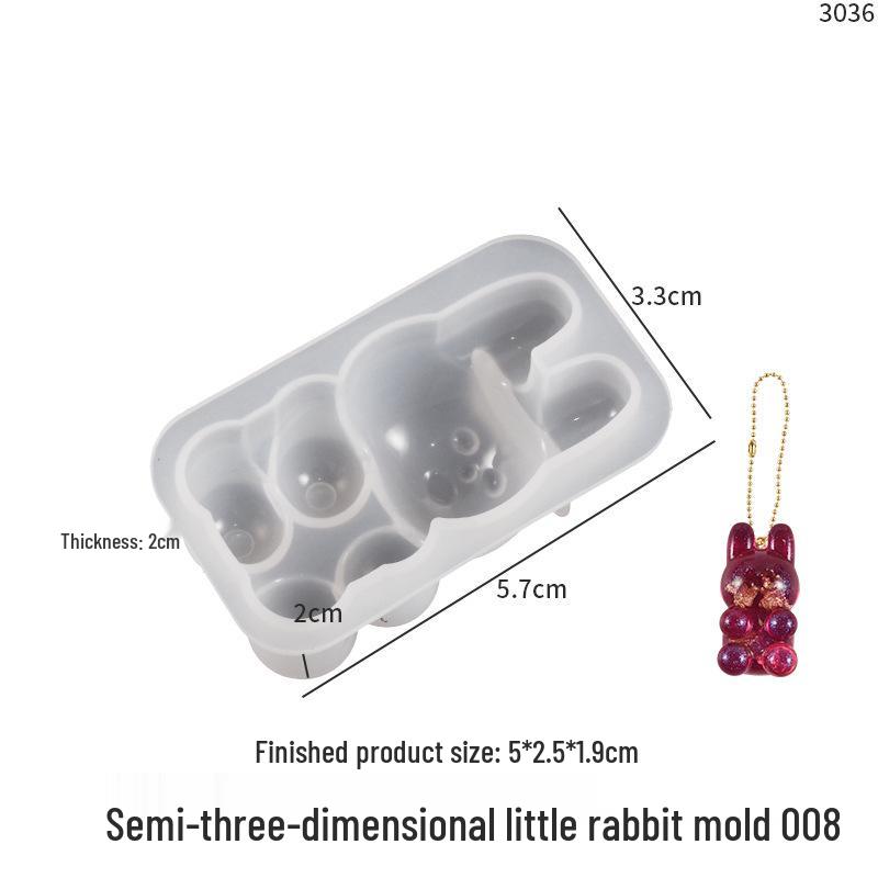 Poppy Drop Resin Mirror Little Bear, Rabbit, Mouse Silicone Mold for DIY Keychain Pendant