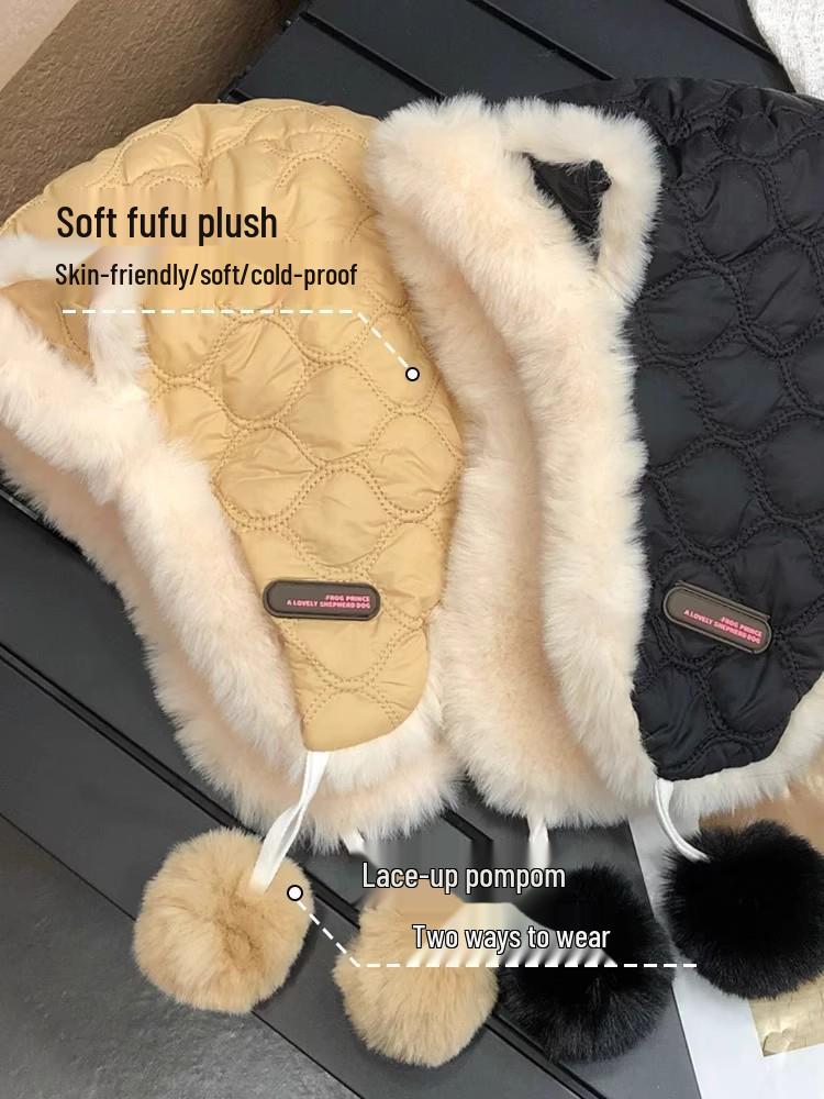 Women's Winter Plush Fox Ear Hat – Thick, Lined, Warm, Versatile, and Protective Lei Feng Style