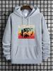 Unisex Royal Blue Front Print Hoodie Vintage Striped Bass Fishing Fish Graphic Hooded Sweatshirt Oversized Outdoor Fisherman Streetwear Pullover