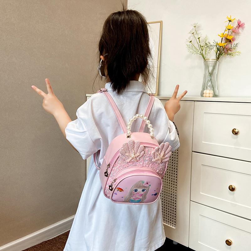 Adorable Cartoon Children's Backpack Girls Kindergarten Lightweight Pu Bag Breathable