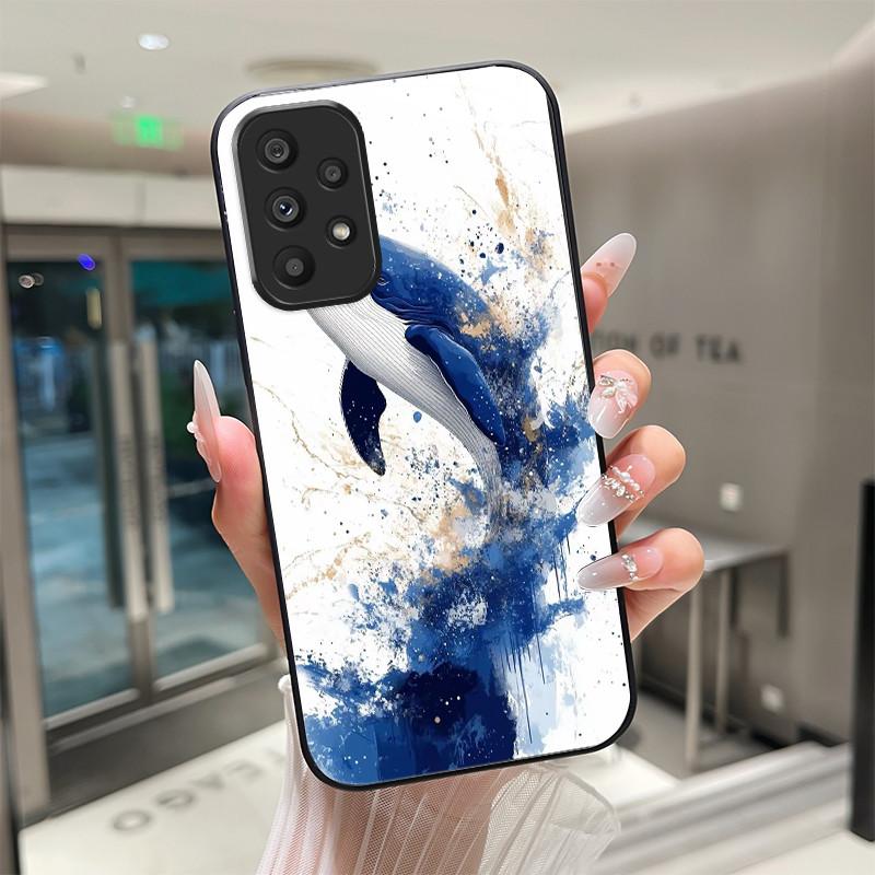 Cute Cartoon Cats Flower Case For Samsung Galaxy A52 A52S A72 4G 5G Tempered Glass Phone Case Protective Back Cover Hard Shell