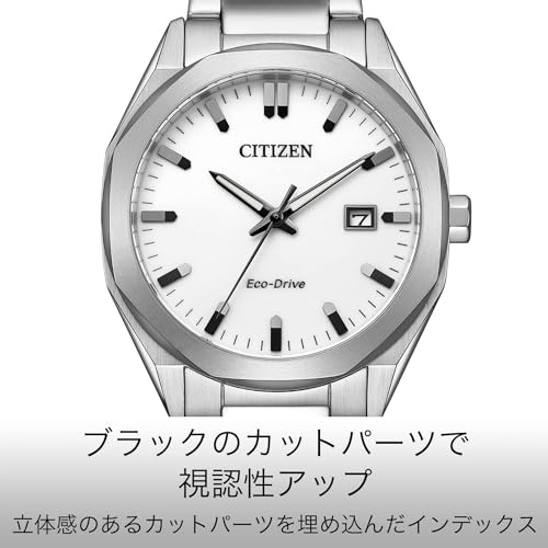 Citizen Watch Citizen Collection Photovoltaic Eco-Drive Waterproof Octagon White Simple BM7620-83A Men's Silver