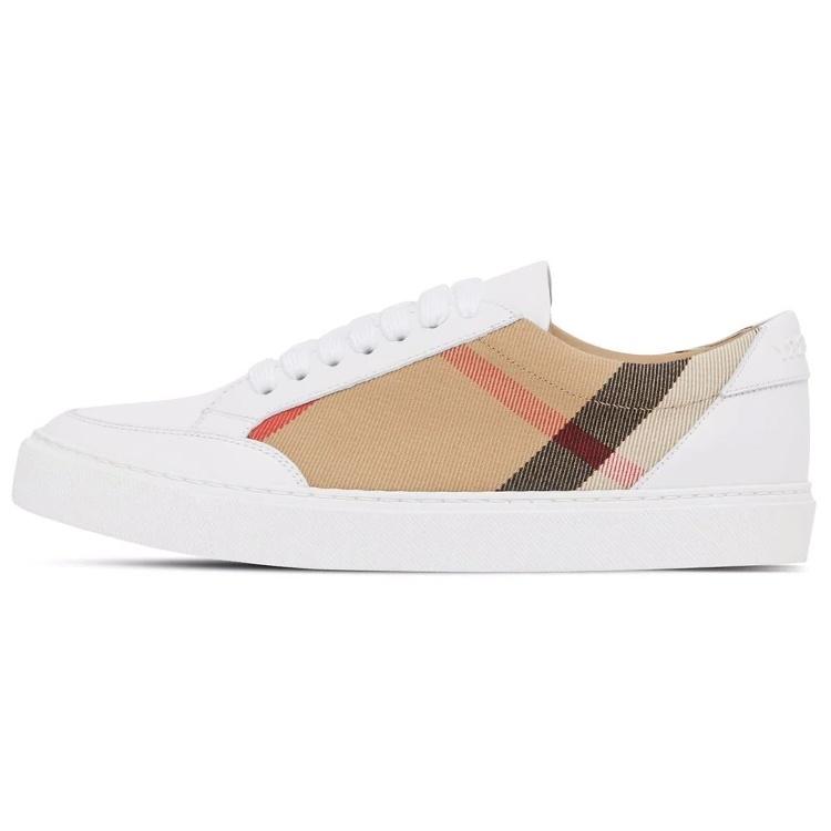 (WMNS) Burberry 25 Check and Leather Sneakers 'Optic White' Women's 80567121