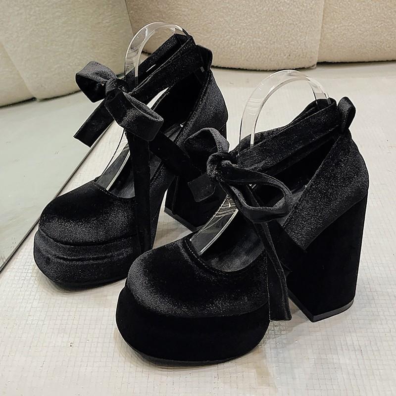 Дизайнерские туфли Мэри Джейн на платформе для женщин, женская модная обувь на толстом высоком каблуке с перекрестными шнурками, женские элегантные туфли-лодочки