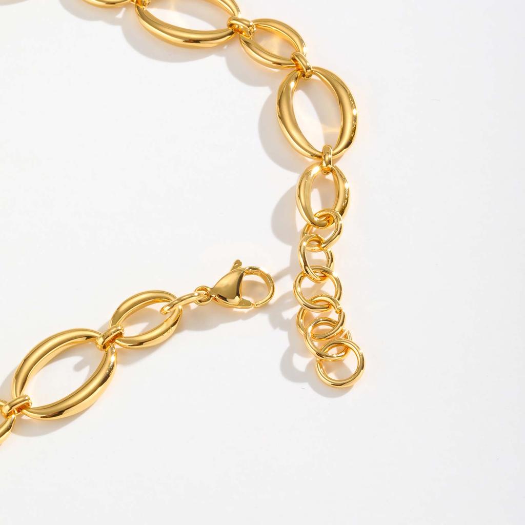 Массивное ожерелье-цепочка из нержавеющей стали для женщин, толстое овальное ожерелье-чокер с золотым покрытием, геометрические минималистичные украшения