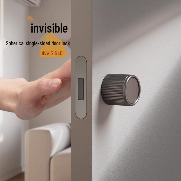 Spherical Minimalist Hidden Door Lock: Invisible, Keyed, Single-Sided for Bedroom Interior, No Handle
