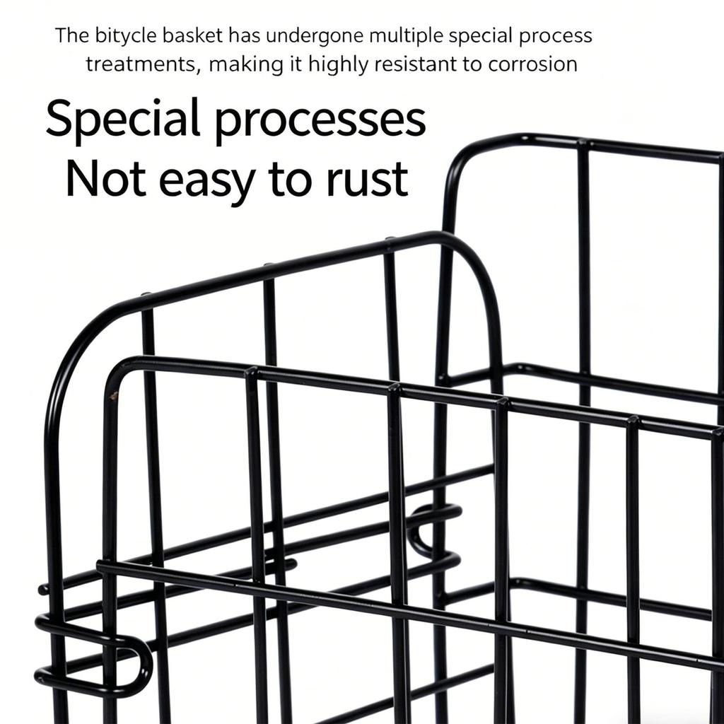 Bike Basket, Heavy-Duty Metal Wire Bicycle Basket with Hooks, Quick Install, Rust-Resistant, Large Capacity for Grocery Shopping Pets Daily Commuting