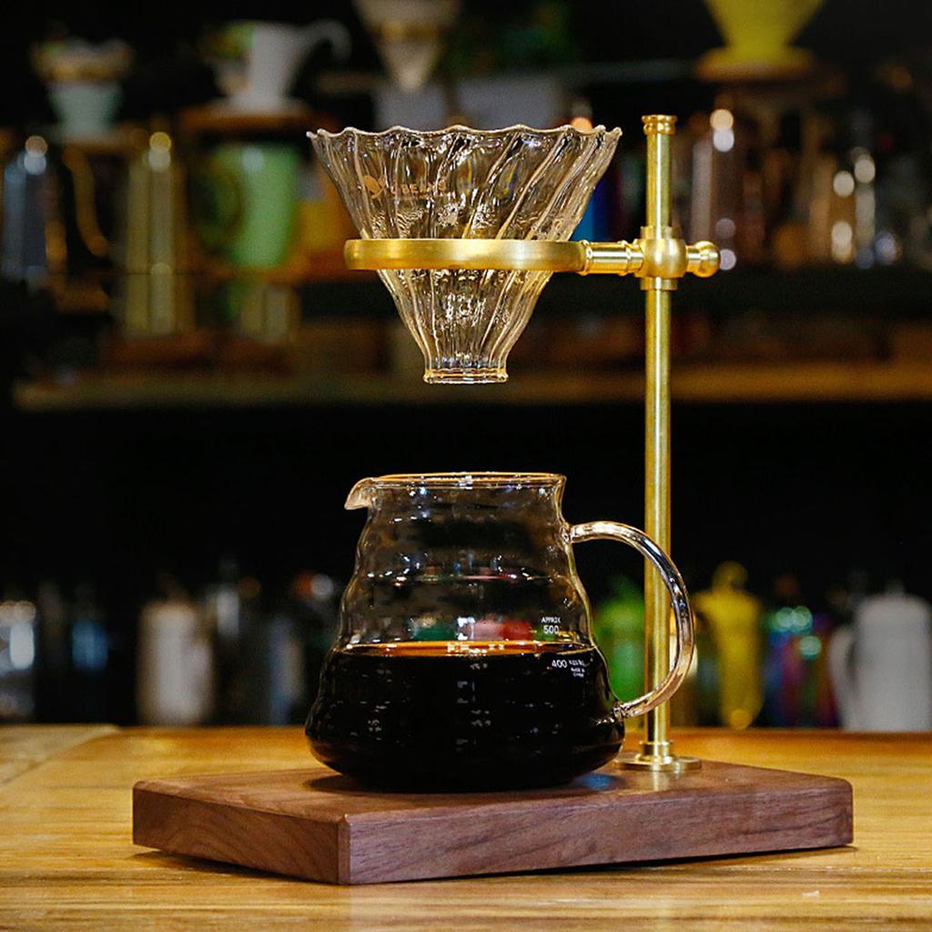 Wooden Brass Coffee Filter Holder Drip Filter Cup Rack Stand Accessories for Coffee Making