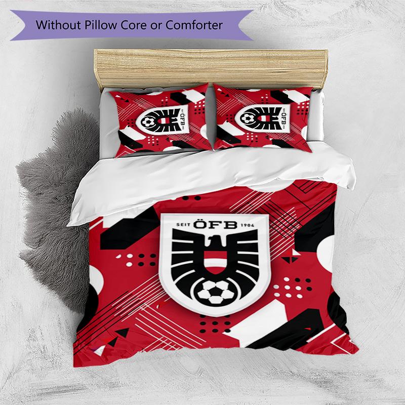 Austria Football Printed Bedding 3 Piece Set Cozy Breathable Bed Cover Set as Housewarming Holiday Gift