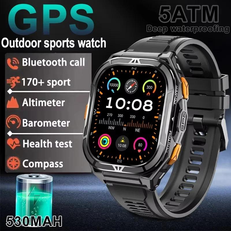 Новые смарт-часы с GPS 2025 для мужчин, 1,96-дюймовый HD AMOLED экран, компас, Bluetooth-звонки, водонепроницаемость 5 атм, спортивные смарт-часы для Android iOS