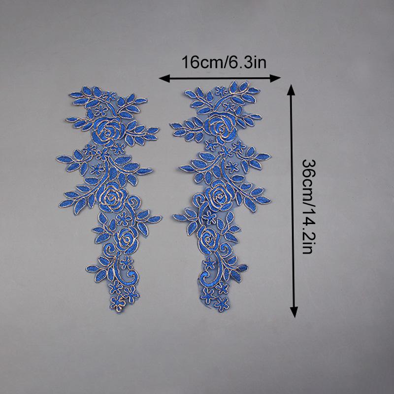 1 пара вышитых наклеек, аксессуары для одежды, кружево для отделки свадебного платья, 16*36 см, швейная аппликация