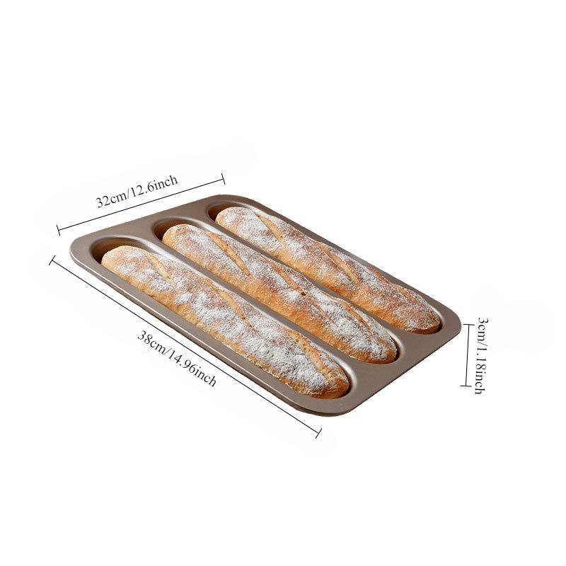 1 шт. Большая трехсекционная французская палочка из прочной углеродистой стали цвета шампанского, золотистого цвета, антипригарная форма для выпечки французского хлеба