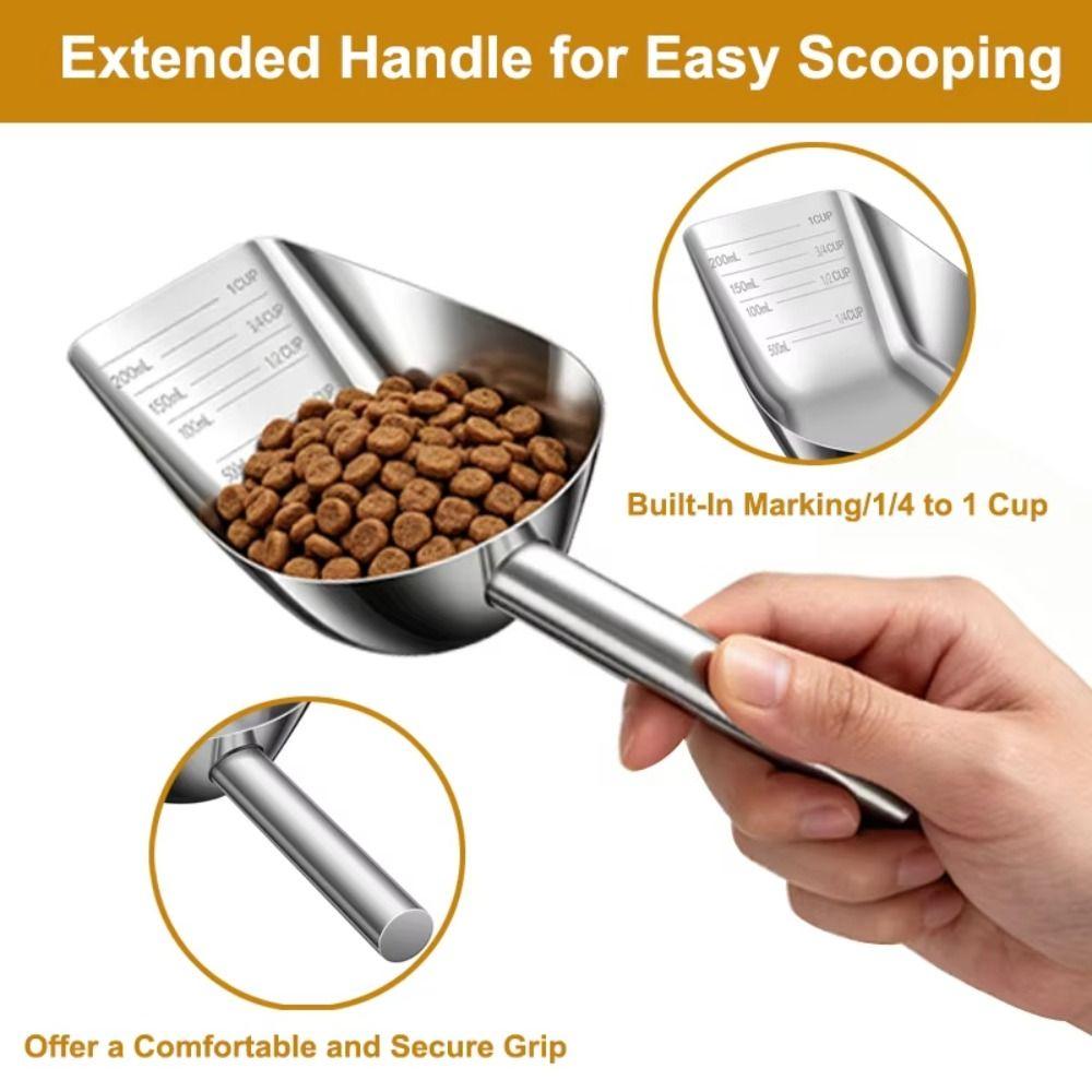 Long Handle Pet Food Scoop Ergonomic Handle Ice Scoop Practical Dog Food Shovel Buffet