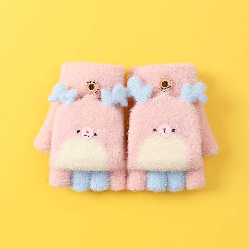 Новые детские перчатки Xuehuaxiu для тепла, милые мультяшные откидные вязаные перчатки для детского сада, оптом