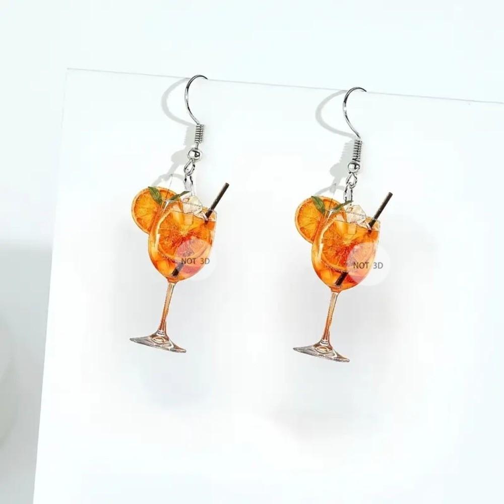 2D Flat Design Orange Juice Earrings Lightweight Material Drop Earrings Beer Festival