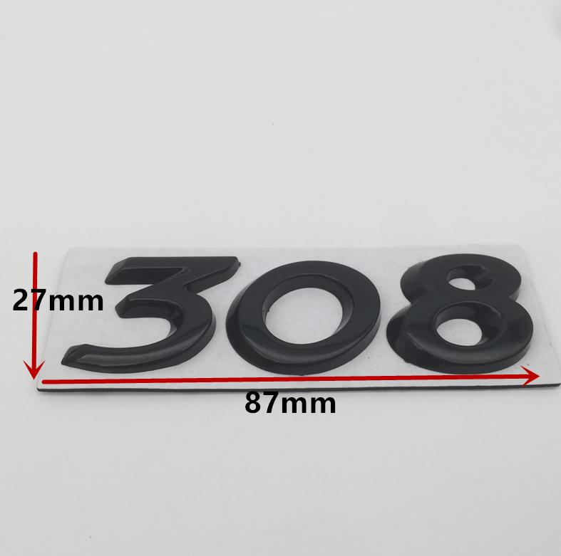 1pcs 3D metal GT 206 207 301 307 308 408 508 car Letter Emblem Rear tail trunk Decals badge sticker Decal styling Accessories
