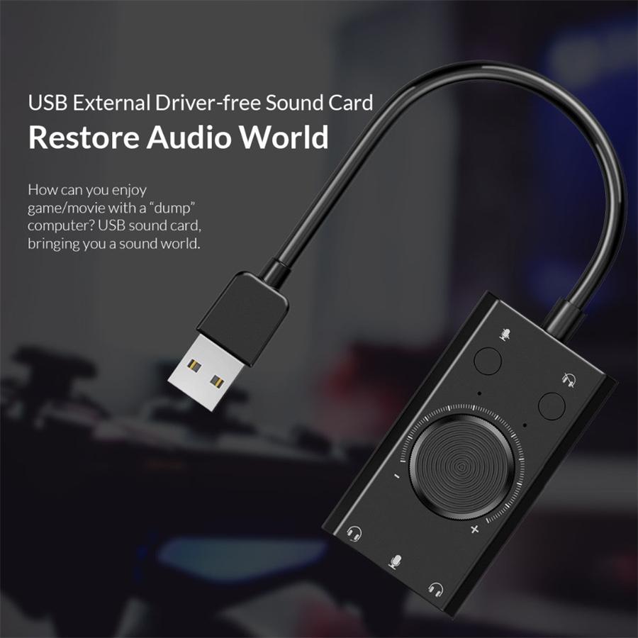 External USB Sound Card Stereo USB Sound Card Mic Speaker Audio Jack 3.5mm Cable Adapter for PC Laptop Free Drive