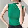 Elegant Half High Neck Sleeveless Knitted Tank Tops Women Camis Summer New Slim Fit Base Women's Tanks Fashion Solid Simple Knitwear Tank Vest 26045