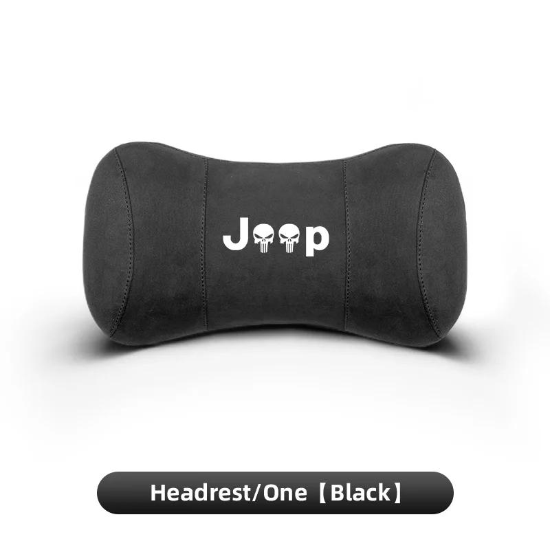 For Jeep Suede Car Neck Pillow Auto Seat Headrest Pillow Accessories For Jeep Renegade Wagoneer Avenger Recon Wrangler JK Gla