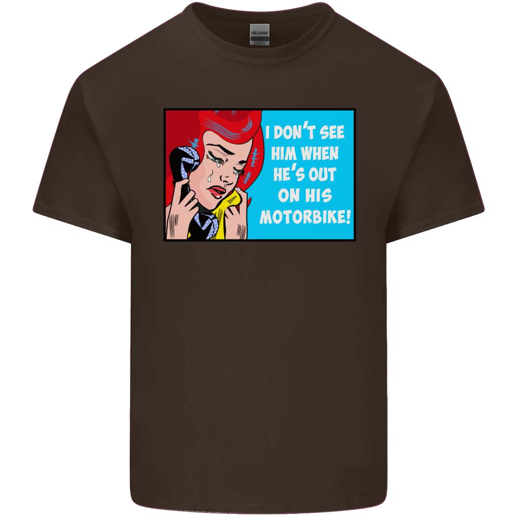 Hes out on His Motorbike Biker Motorcycle Unisexs Light Cotton TShirt