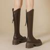 AJGS Slim Woman High Boots Модные женские сапоги до колена на высоком каблуке 2024 Женская обувь Зимние мягкие кожаные длинные сапоги