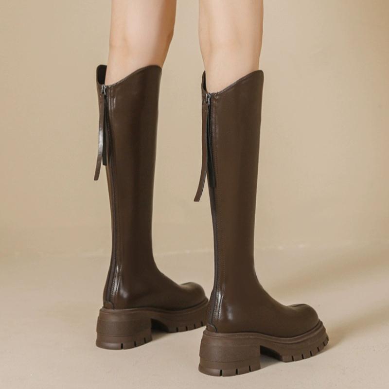 AJGS Slim Woman High Boots Модные женские сапоги до колена на высоком каблуке 2024 Женская обувь Зимние мягкие кожаные длинные сапоги