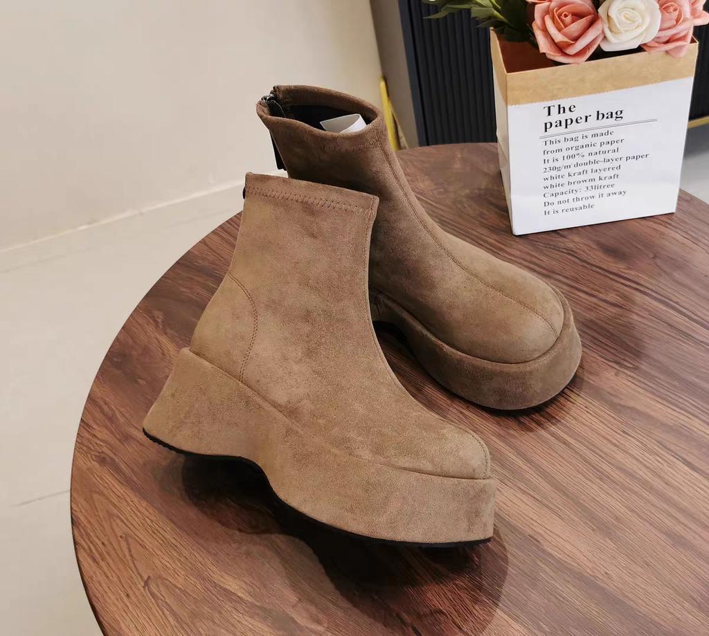 Fashion Platform Woman Ankle Boots Fashion Round Toe Height Increase Shoes Punk Style Ladies Modern Bottes