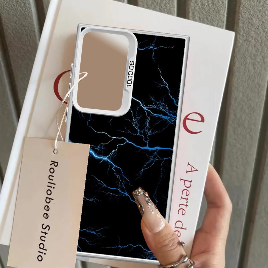 Красный чехол-бампер 'Red Lightning' для Samsung Galaxy S25 S23 Ultra Note 20 Ultra S21 S25Edge S23 S20 Plus S22 S24 FE