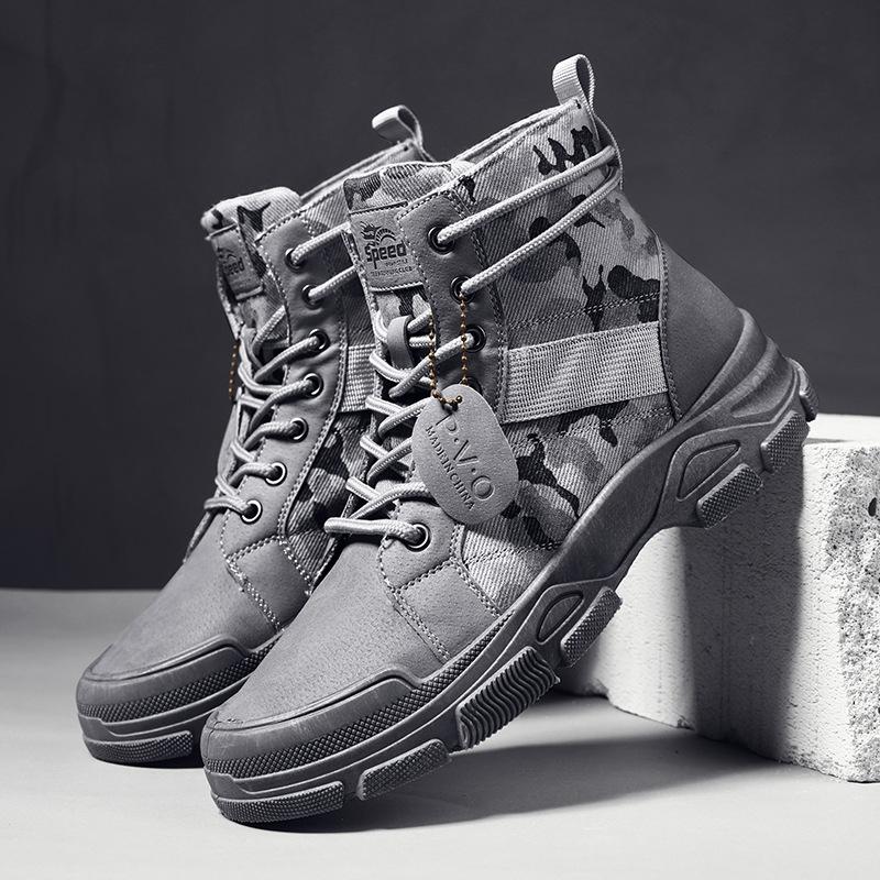 Men's Boots Fashion Camouflage Design High Top Boots Breathable Casual Canvas Boot Plush Warm Winter Boots for Men Botas Hombre