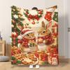 1pc Flannel Blanket Christmas Animals with Gifts This Shawl/Blanket/Nap Blanket/Sofa Blanket Is Soft Comfortable And Warm Suitable