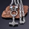 Retro Viking Skull Pendant Necklace - Stainless Steel Nordic Gothic Jewelry