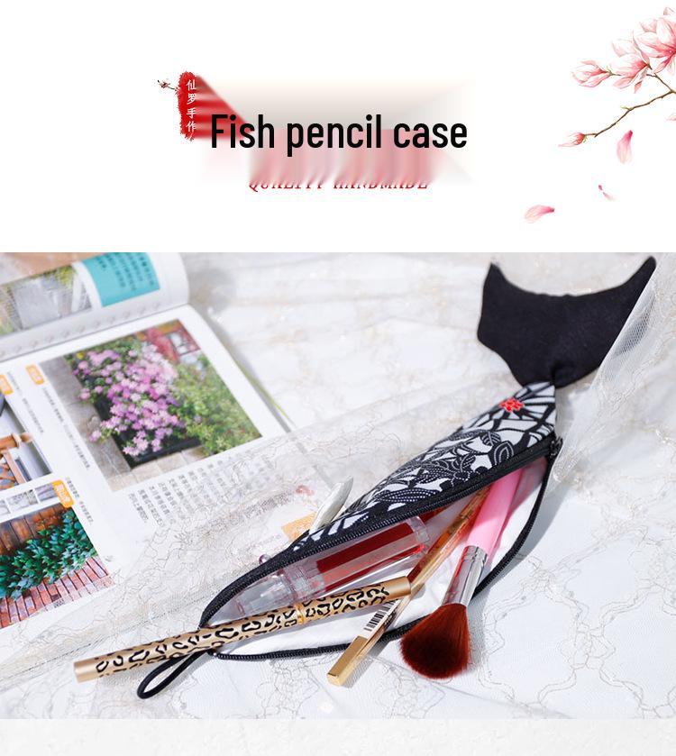 Creative Koi Fish Pen Bag - High-Value Japanese Fabric Stationery Holder, Forest Style