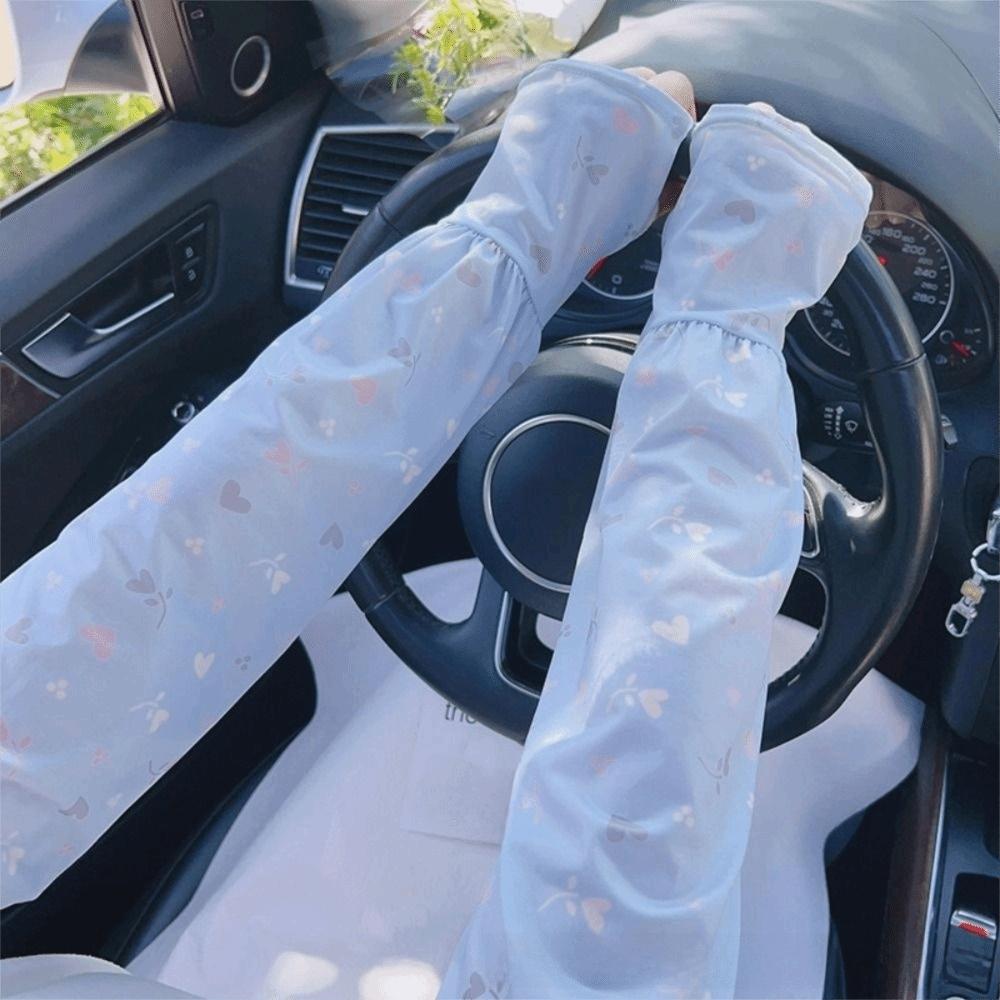 Cooling Material Arm Sleeves Breathable Sun Protection Sleeves Cute Ice Silk Sleeve Hiking