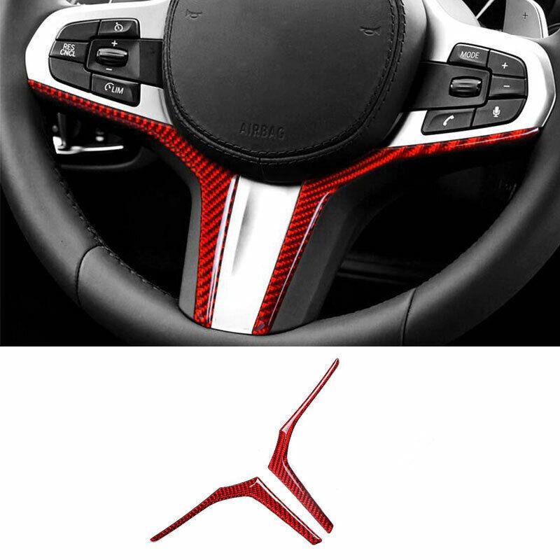 Red Carbon Fiber Steering Wheel Strip Cover Trim For BMW X3 G01 X4 G02 2018-