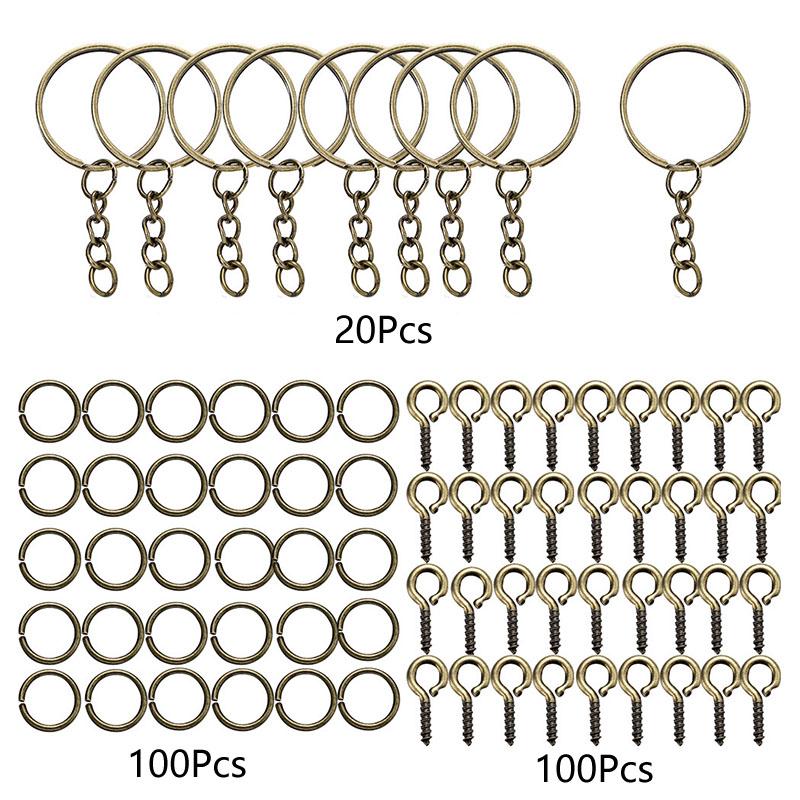 110/220Pcs Keychain Kits Key Chain Jump Rings DIY Accessories Eye Pins Epoxy Resin Key Ring Jewelry Making
