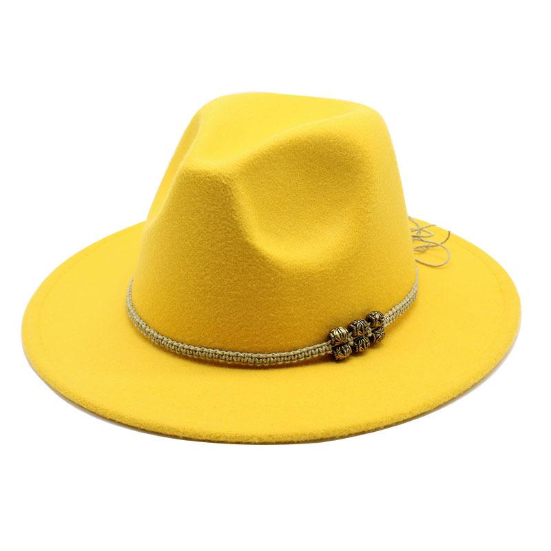 Autumn and winter British style men and women's new jazz woolen hat big eave hat classic fashion woolen hat