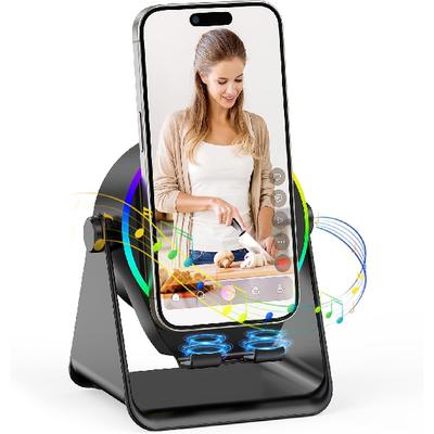 Беспроводной индукционный динамик, Многофункциональный Bluetooth-динамик с подставкой для телефона и RGB-подсветкой, HD объемный звук, Совместим с iPhone Android iPad