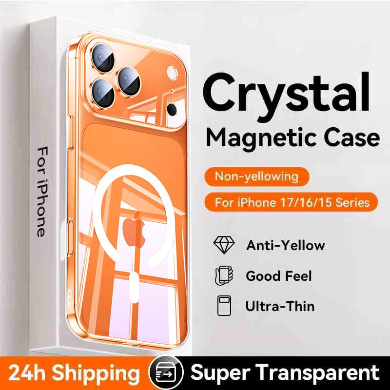 For Magsafe Transparent Magnetic Phone Case For iPhone 17 14 12 13 15 16 Pro Max Plus 17Pro 17 Air Wireless Charging Clear Cover