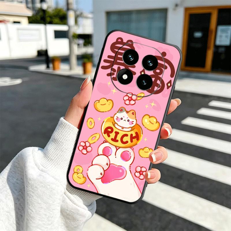 Lucky Cat Maneki Neko Japanese Soft Phone Case for Xiaomi Redmi Note 12 13 14 15 Pro Plus 11 12S 11S 11T 10 4G Black Cover Back