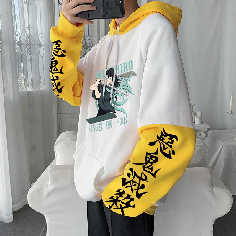 Demon Slayer Аниме Harajuku Hoodie Men Cool Cartoon Printed Tokitou Muichirou Sweatshirt Plus Size Kimetsu no Yaiba Manga Hoodies