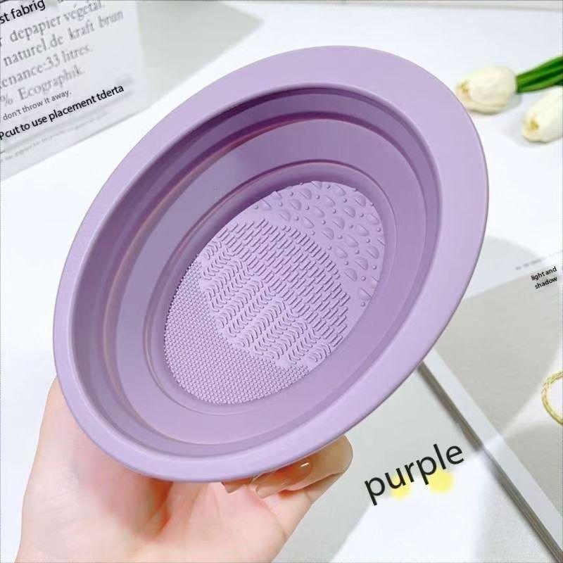 Makeup Brush Cleaning Set Beauty Sponge Cleaning Tool Powder Puff Cleaning Solution Drying Basket Silicone Folding Washing Bowl